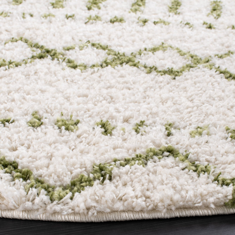 Develin Performance Chevron Rug, Rectangle 5'1" x 7'6", Ivory/Green