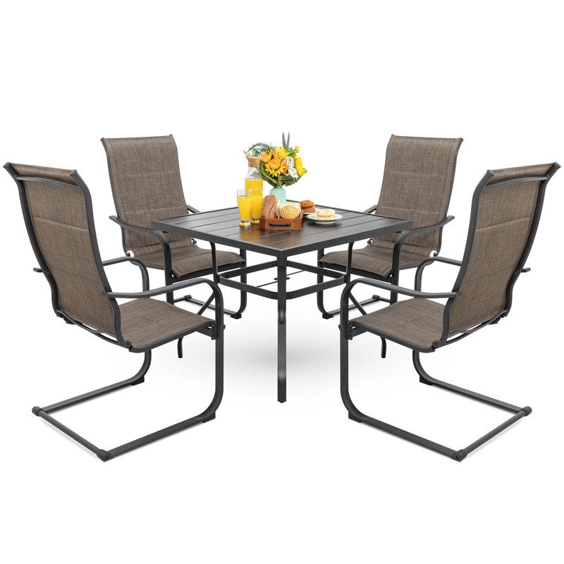 4 - Person Patio Dining Set with Square Table, Brown