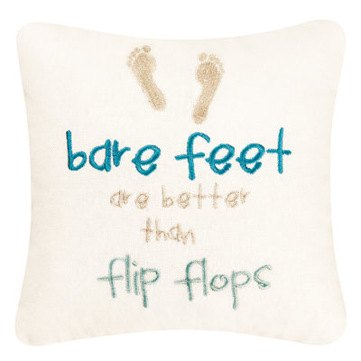 Bare Feet/Flip Flops Embroidered Throw Pillow