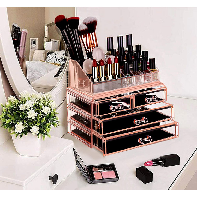 Acrylic Cosmetic Makeup Organizer & Jewelry Storage Set - Large Rebrilliant