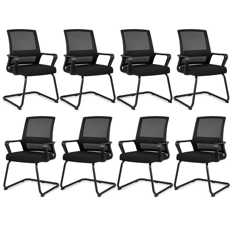 Ensemble de 8 chaises de réception de conférence avec support lombaire et base luge Inbox Zero Office