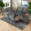 Expandable Dining Table Set With Storage, Modern Dark Grey Linen And Mdf
