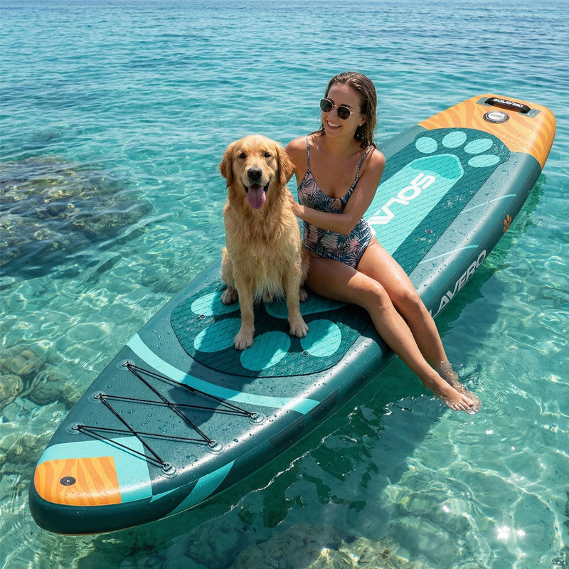 Inflatable Paddle Board With Exceptional Load Capacity, Complete With SUP Accessories, 3 Removable Fins, And 3-Piece Adjustable Single Paddle. This Non-Slip Adult Paddleboard Comes In A Variety Of Designs And Sizes.