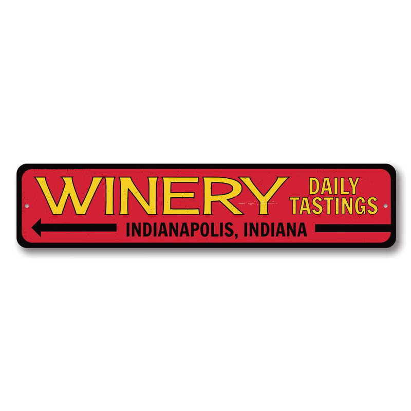 Enseigne en aluminium Winery, H 6 po x l 24 po x P 0,06 po