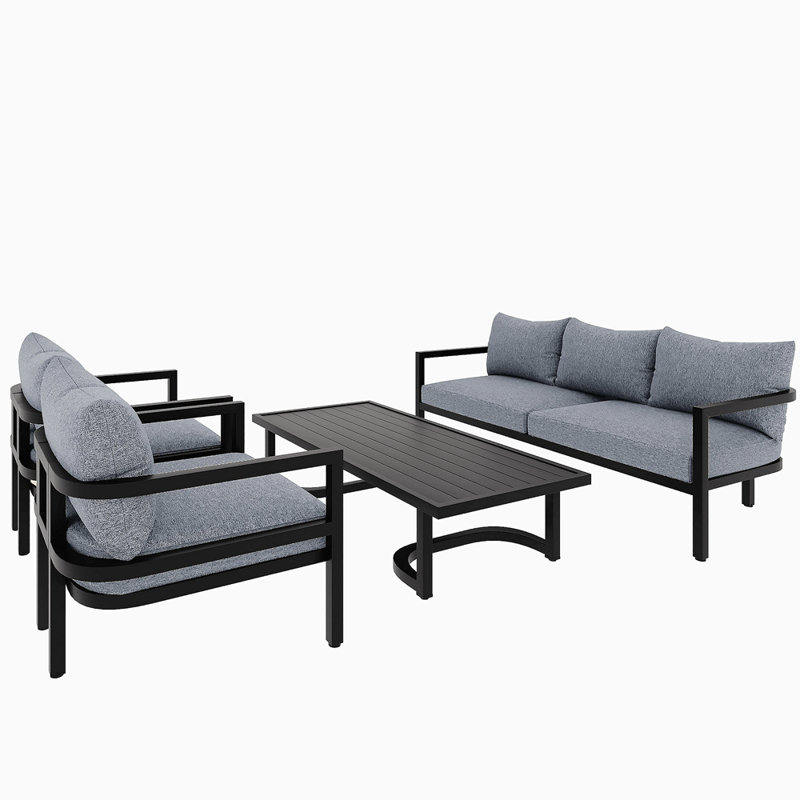 U_style multi-person outdoor steel sofa set, waterproof, anti-rust & uv-resistant, perfect for gardens and lawns, durable patio furniture