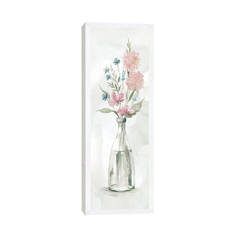 Country Charm II 1 Piece Panoramic Painting on Canvas, 30.48 cm H x 91.44 cm W, White Framed