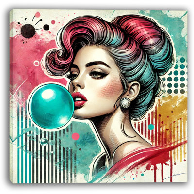 Vivid Glam Bubblegum Portrait Canvas Art