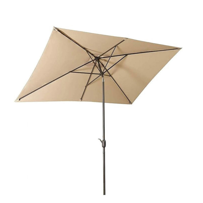 Parasol rectangulaire de 6,5 x 10 pi kaki avec manivelle, inclinable, toile résistante aux rayons UV pour la piscine, la cour et le patio (sans base)
