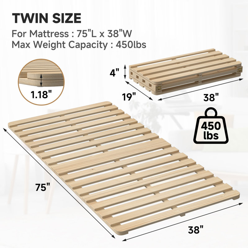 Japanese Style Tatami Platform Bed | Sturdy Solid Pine Wood Frame | Moisture Resistant & Warp-Free | Minimalist Low-Profile Design | Easy Assembly | Twin
