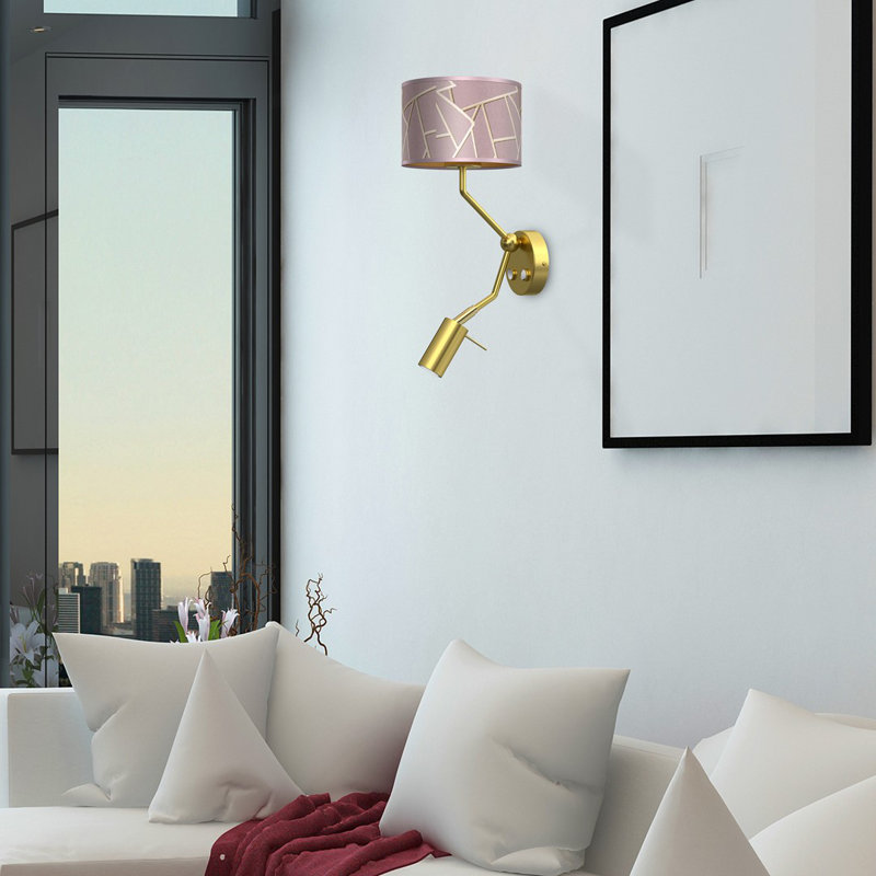 Ziggy Swing Arm Sconce, Gold, Pink/Gold
