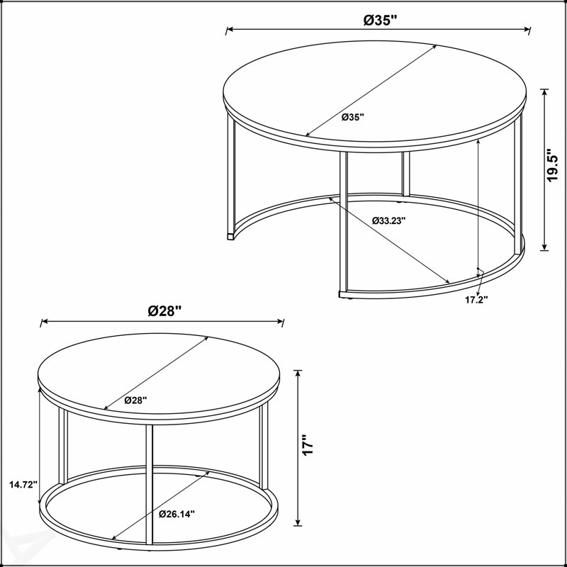 Table basse gigognes 2 pièces Hanover Grey