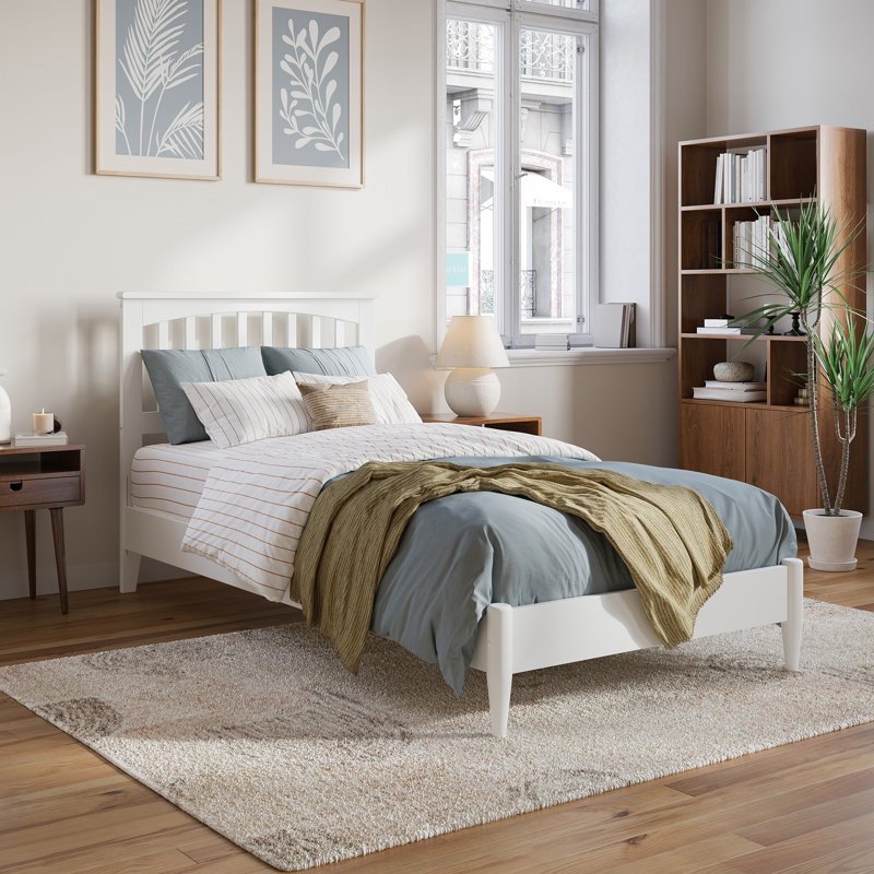 Lit plateforme en bois massif Aritra, Simple TG, Blanc