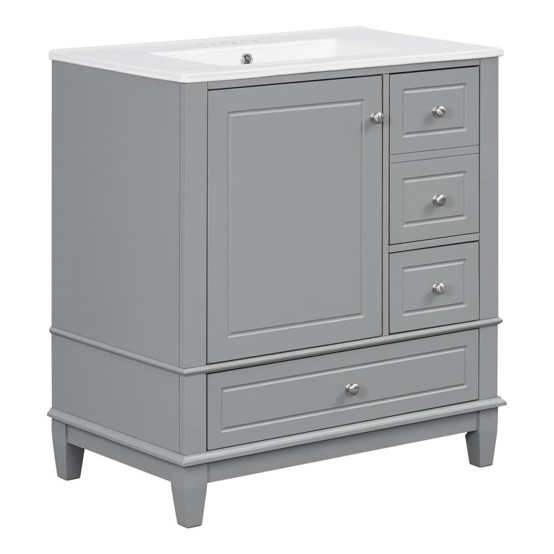 Meuble-lavabo 30 po avec lavabo, Gris
