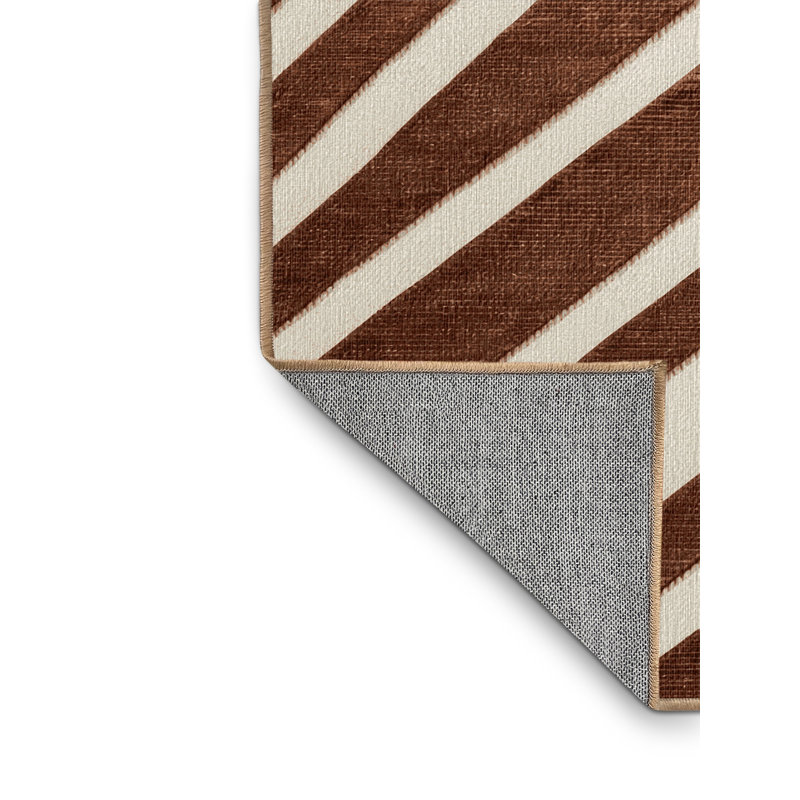  Tapis ivoire lavable rayé en cuivre, Carré 7 pi