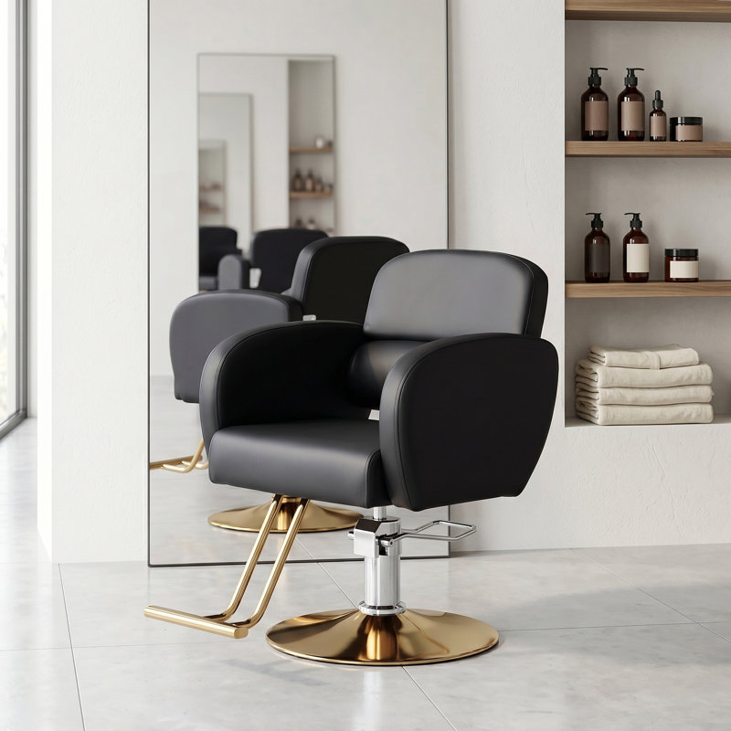 Upholstered Bar Stool, Gold/Black