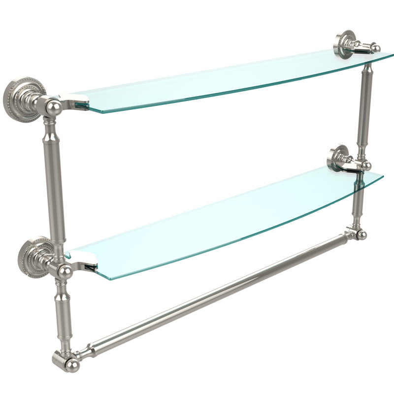 Tablette à 2 niveaux avec barre à serviettes Marchmont, H 15 po x l 28 po x P 6,1 po, Nickel poli