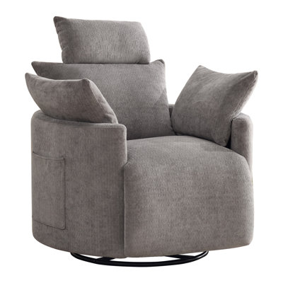 Round Swivel Recliner with Adjustable Headrest, Power & Manual Options