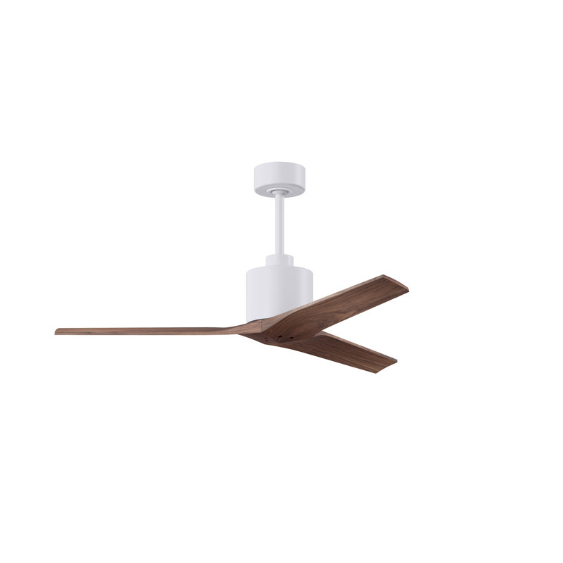 Ventilateur de plafond standard à 3 pales Ertugrul, Blanc mat, 52", Noyer