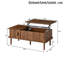 Retro Lift-Top Coffee Table with Sliding Door & Hidden Storage, Extendable MDF Desk with Wood Legs-135865750