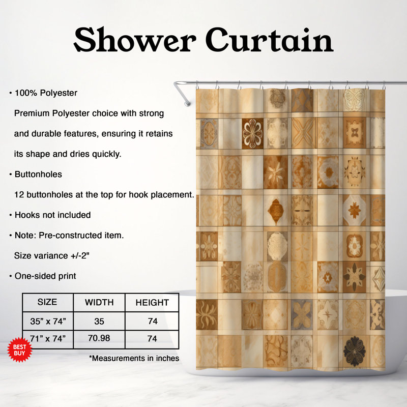Rideau de douche Carpet Art - Premium, H 74 po x l 71 po