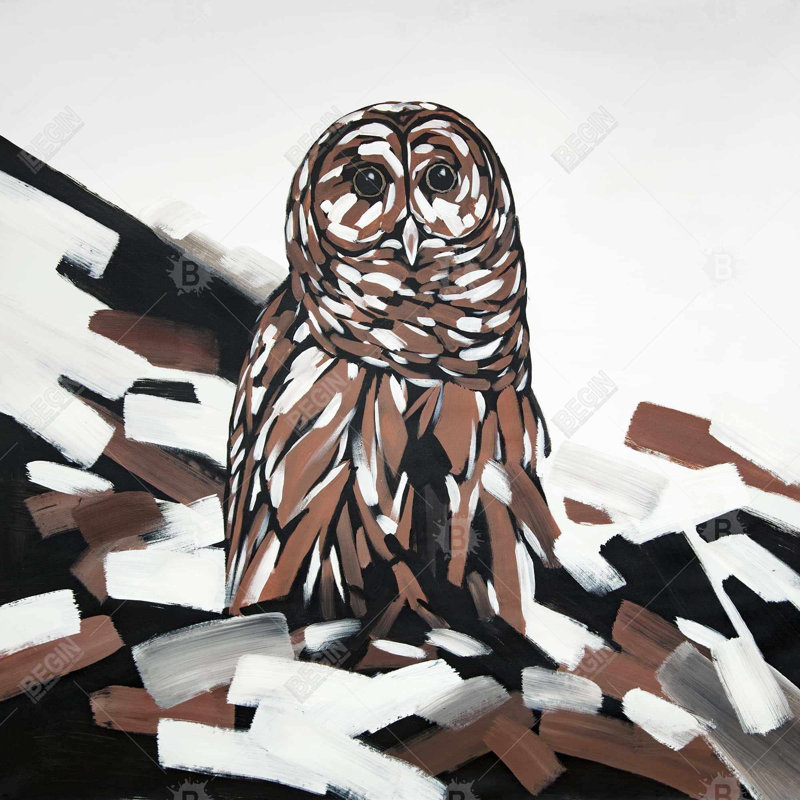 Tawny Owl - Toile encadrée beige rustique pour la décoration intérieure