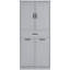 Rangement de salle de bain gris avec 2 buanderies, armoire, tablette peinte, tablette réglable, basculement, portes et tiroir-121042277