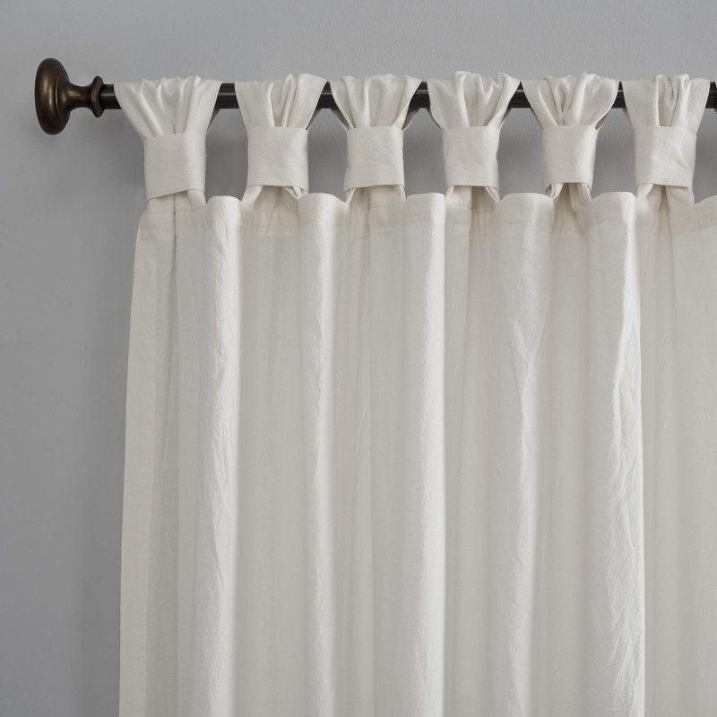 Ivory Light-Filtering Cotton Twist Tab Curtain Panel