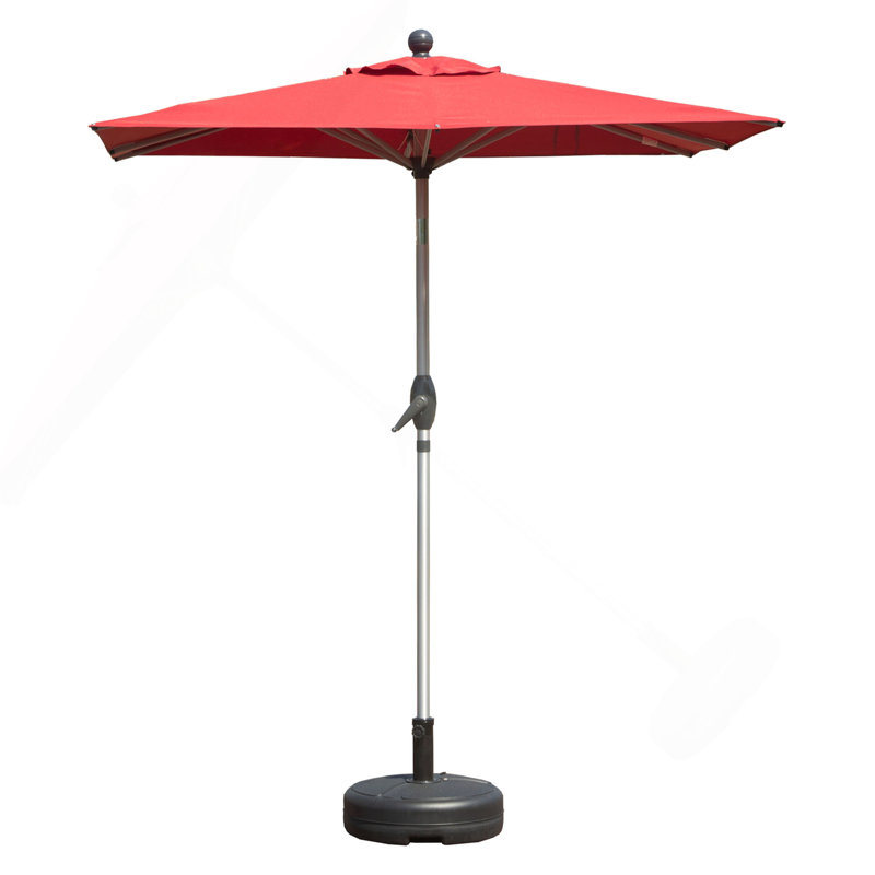 Parasol de patio rectangulaire avec fonction de levage et d'inclinaison à manivelle (base non incluse), Rouge brique