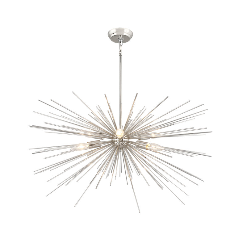 6 - Light Dimmable Sputnik Sphere Chandelier, Nickel, Yes