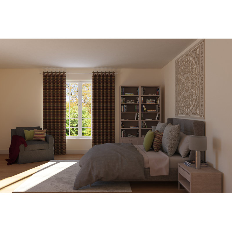 Ulises Room Darkening Curtain Pair, Pink/Grey, 228 W x 228 D Cm