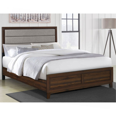 Anza Walnut Upholstered Queen Bed