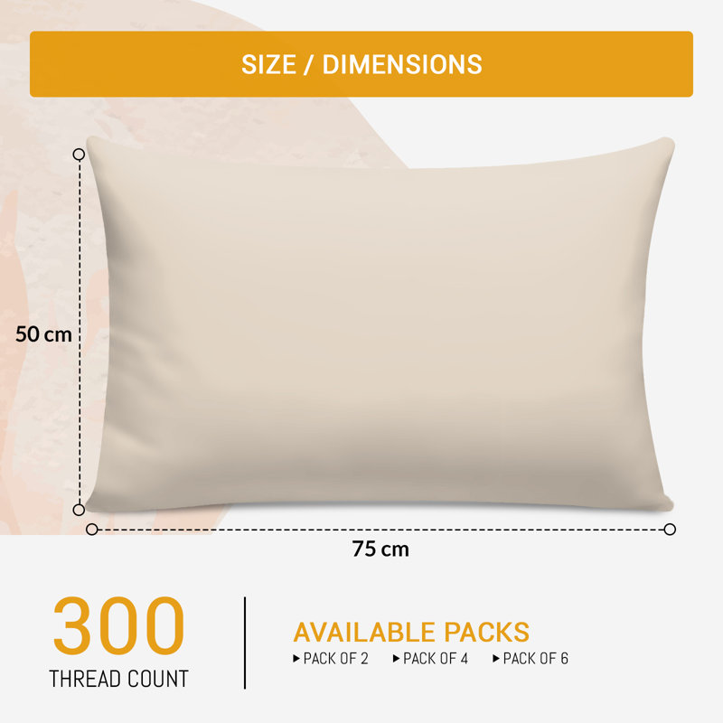 100% Cotton Flatweave Pillowcase - Set of 2, Cream
