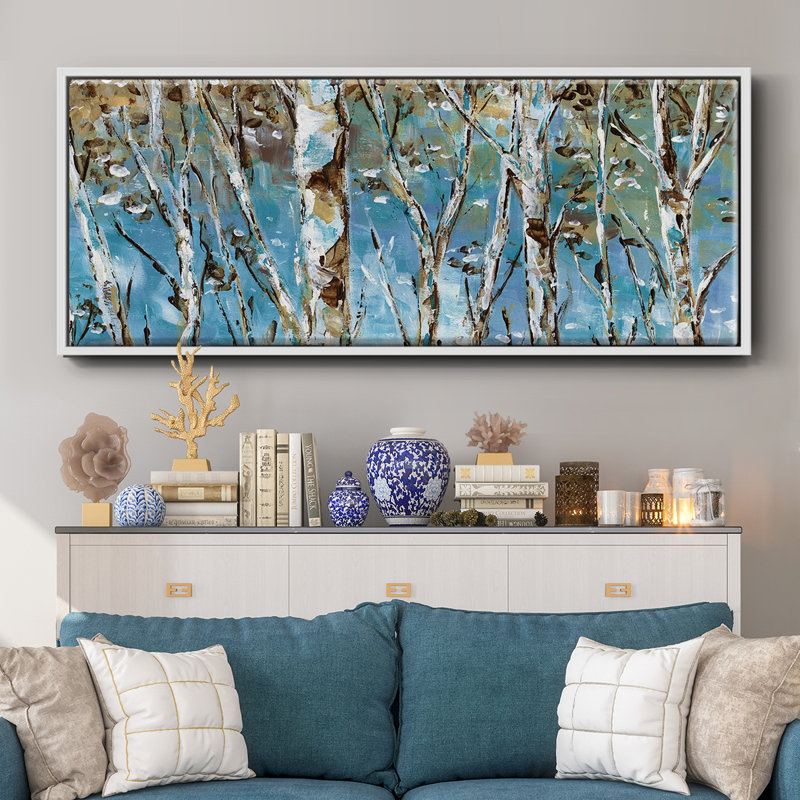 Winter Birch- Framed Canvas, 8" H x 20" W