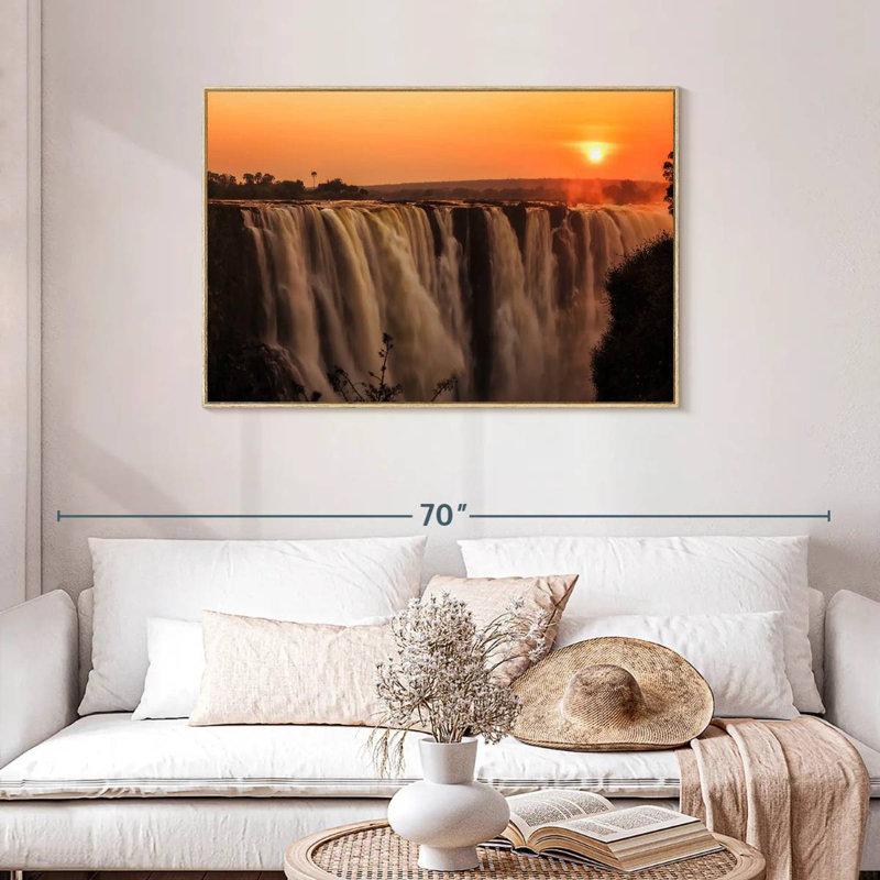Chutes majestueuses de Victoria, Cadre flottant en bois naturel, 43 po x 29 po