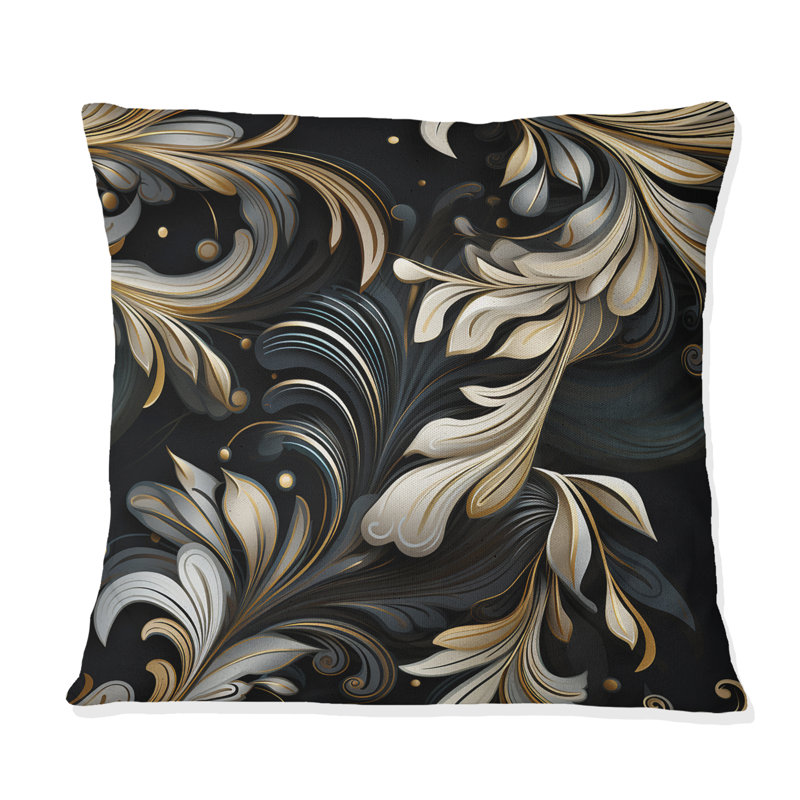 Coussin décoratif noir foncé Elegance I - Glam, H 16 po x l 16 po