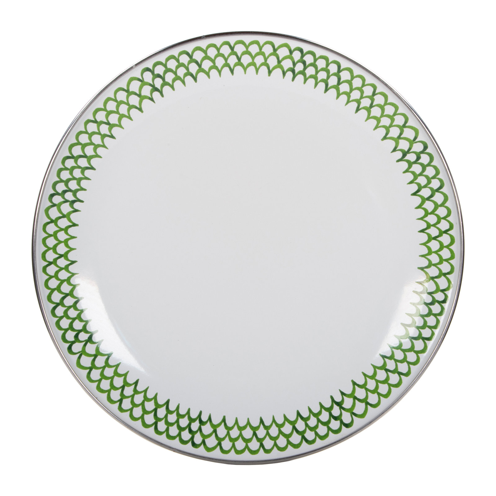 Golden Rabbit Green Scallop Enamel Sandwich Plates