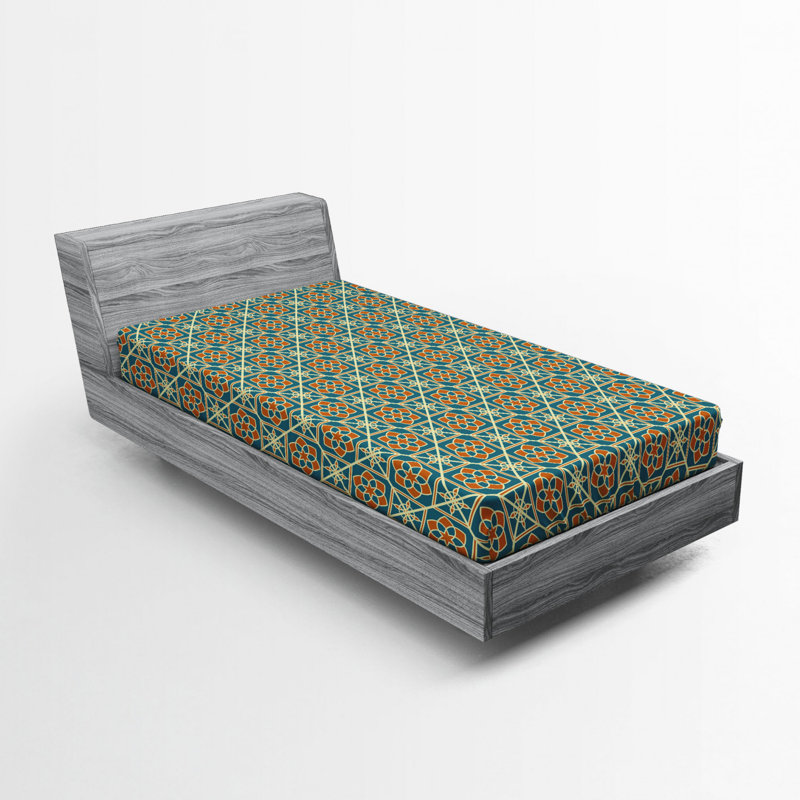 Microfiber Geometric Fitted Sheet, Twin Fitted Sheet