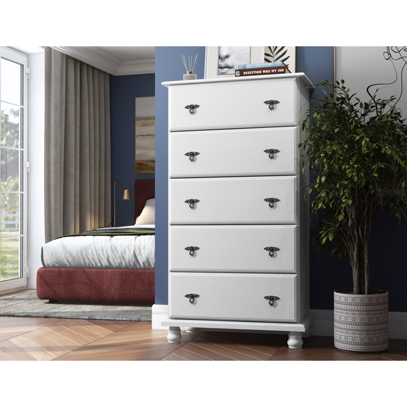 Commode 5 tiroirs Keithsburg, Blanc