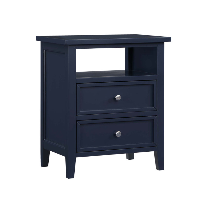 Weston 2 Drawer Nightstand, Dark Blue