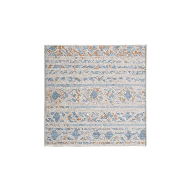Machine Washable Beige Area Rug, Square 8'