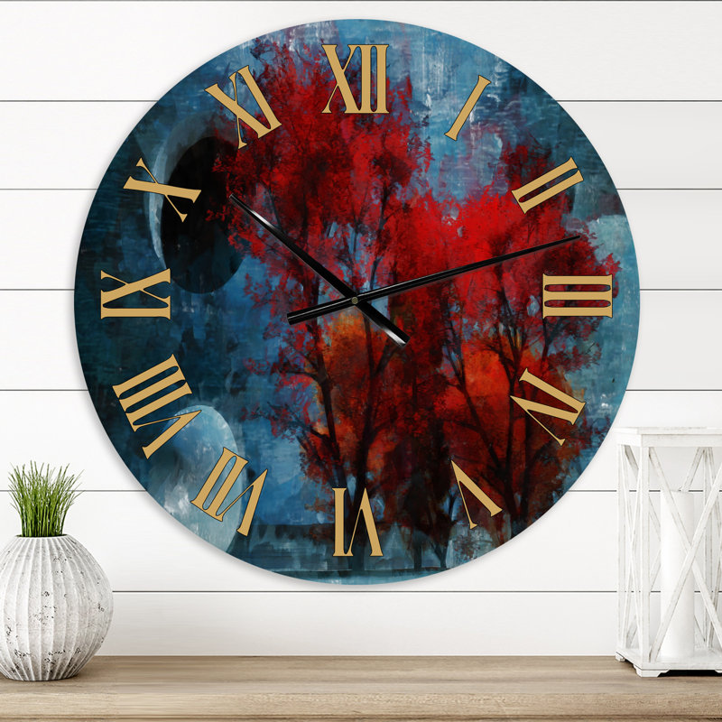 Arbre d'automne forêt colorée XXV - horloge murale maison de campagne, Petit