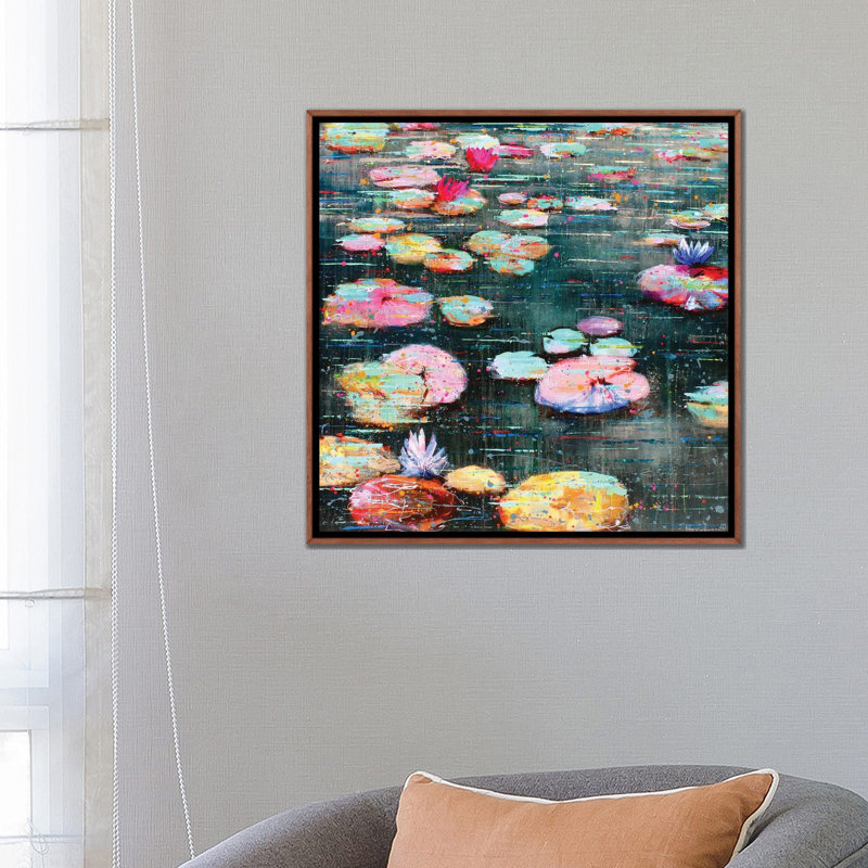 Pink Lotus - Wall Art Print - Wrapped Canvas, Brun, H 26 po x l 26 po, Reproduction encadrée sans passe-partout