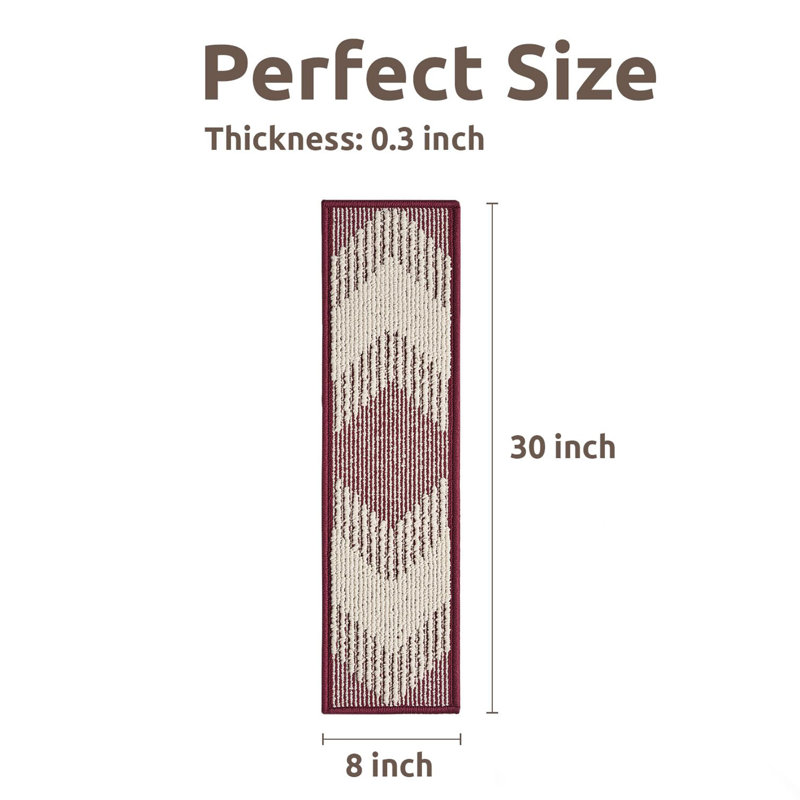 Tapis d'escalier 15 pièces antidérapants, Rouge