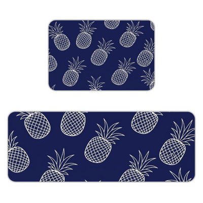 Ensemble de 2 tapis de sol en flanelle à motif d'ananas blanc minimaliste