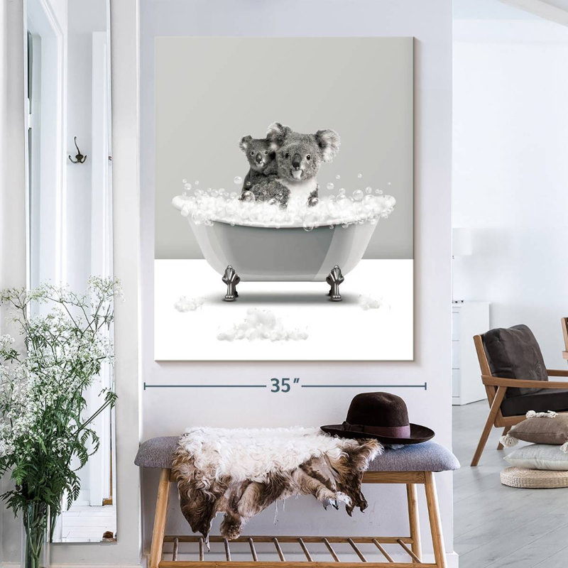Koalas Koalas bain moussant sur toile, H 40 po x l 32 po x P 1,25 po