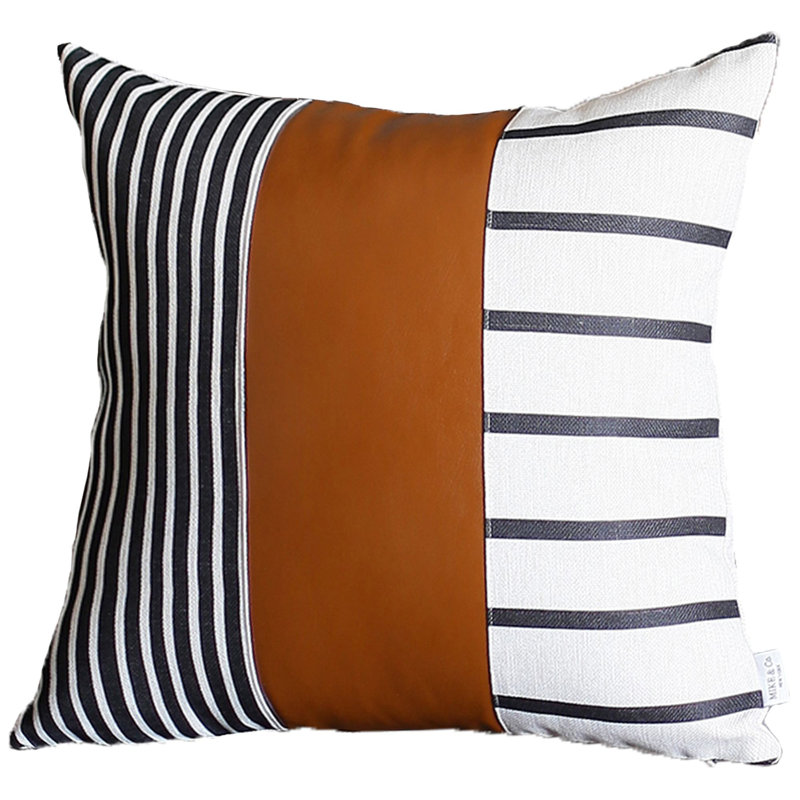 Decorative Faux Leather Pillowcase Geometric Faux Leather Pillow Cover