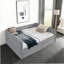 Canapé-lit capitonné avec deux tiroirs, grand lit de jour, tissu Boucle, gris (88 po x 65,5 po x 29,5 po)-492886224