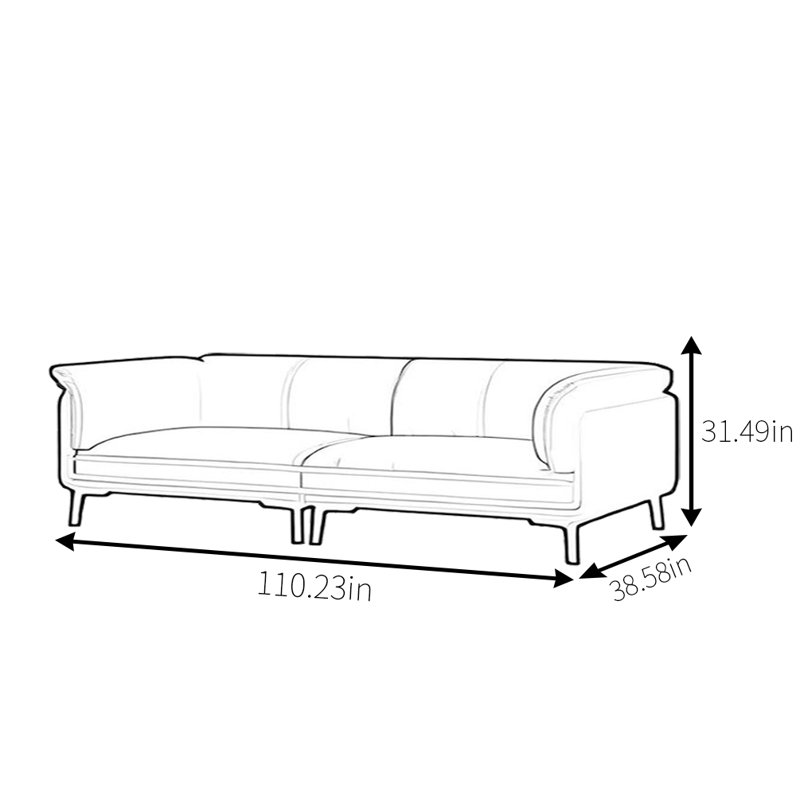 Nordic Retro In Line Sofa, 31.49" H x 110.23" W x 38.58" D, 4