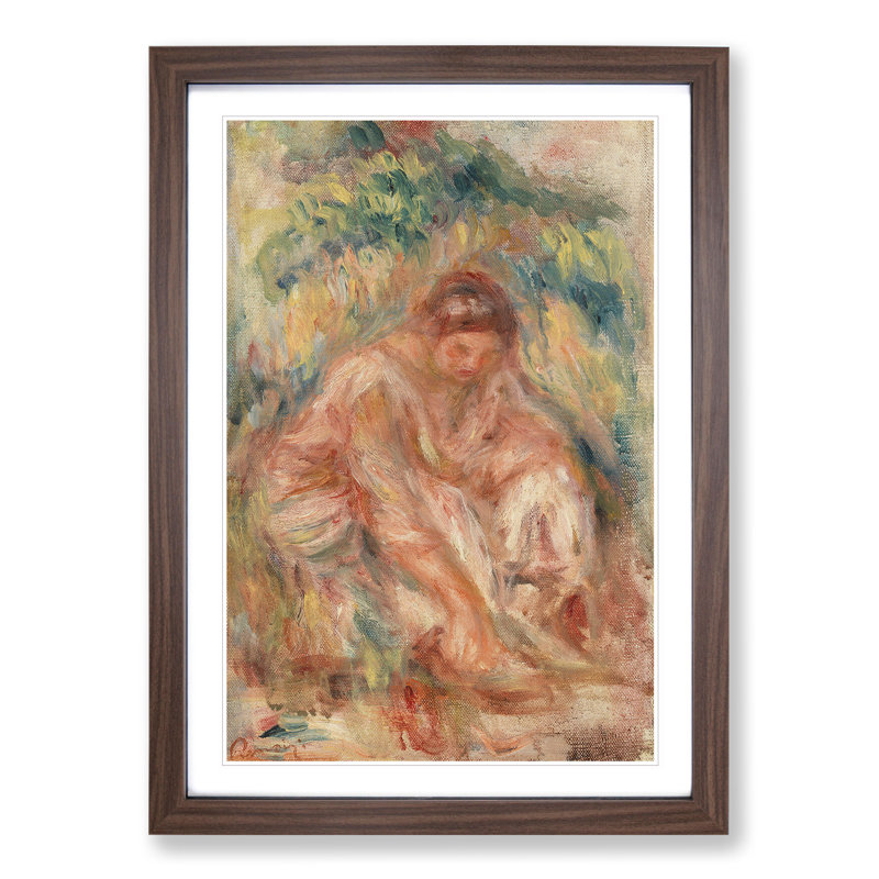 Seated Woman Vol.3 by Pierre-Auguste Renoir - Picture Frame Painting, 48cm H x 36cm W x 2cm D, Walnut Framed
