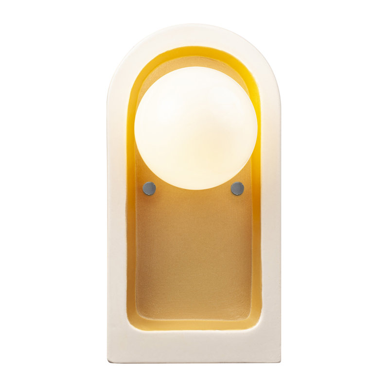 Rosalino Ceramic Flush Mounted Sconce, Matte White/Champagne Gold